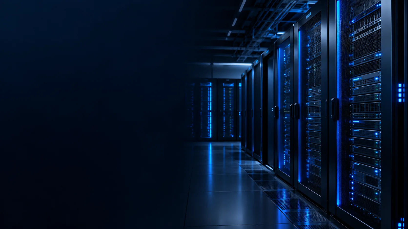 Modern data center server racks representing Kairalmas web hosting
